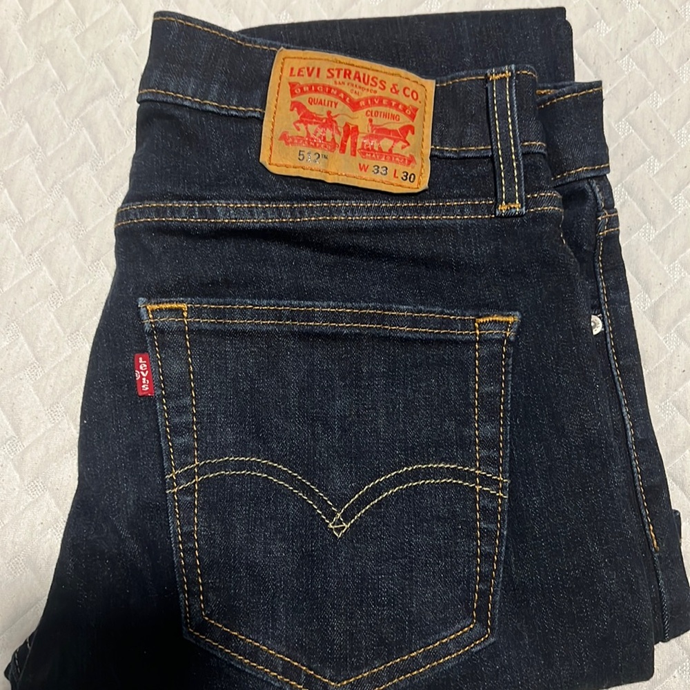 Men’s Blue Levis style 512 in size 33/30. I believe I used them once or twice.
